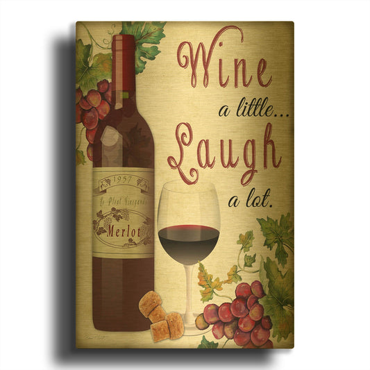 'Wine 3' By Jean Plout Gold Metal Wall Art