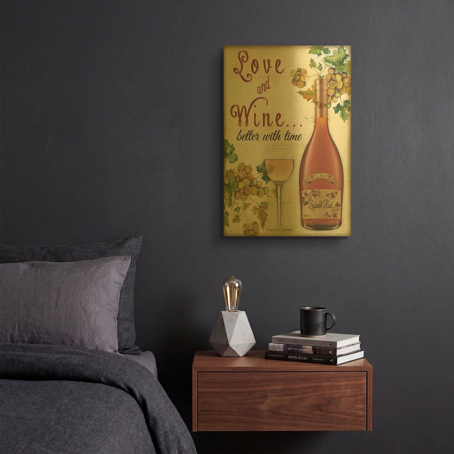 'Wine 2' By Jean Plout Gold Metal Wall Art