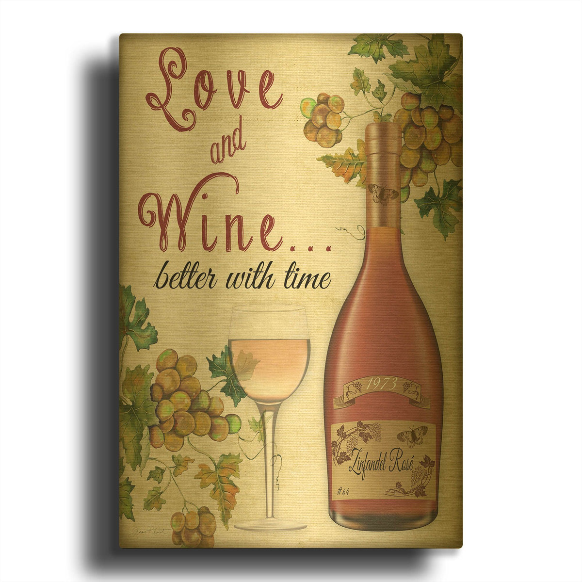 'Wine 2' By Jean Plout Gold Metal Wall Art
