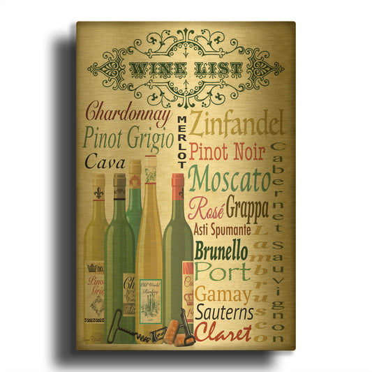 'Wine 1' By Jean Plout Gold Metal Wall Art