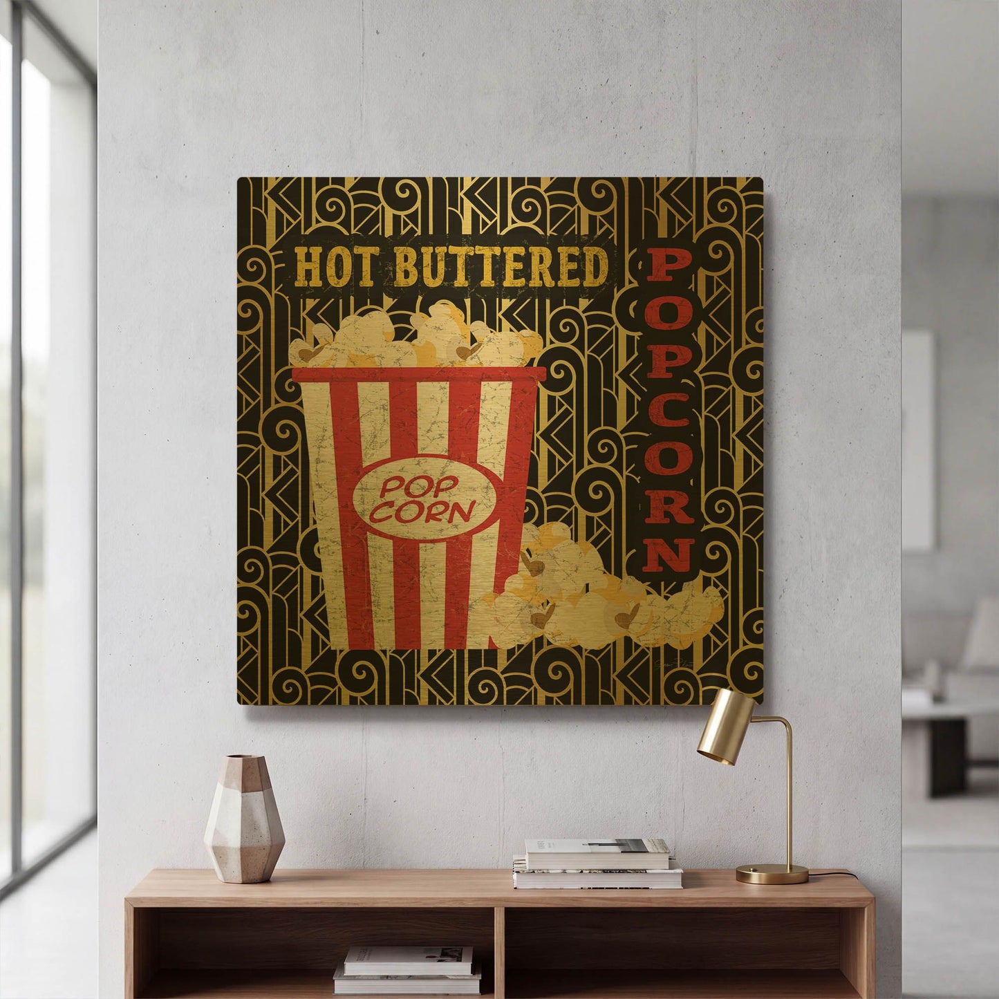 'Movie Night 2' By Jean Plout Gold Metal Wall Art