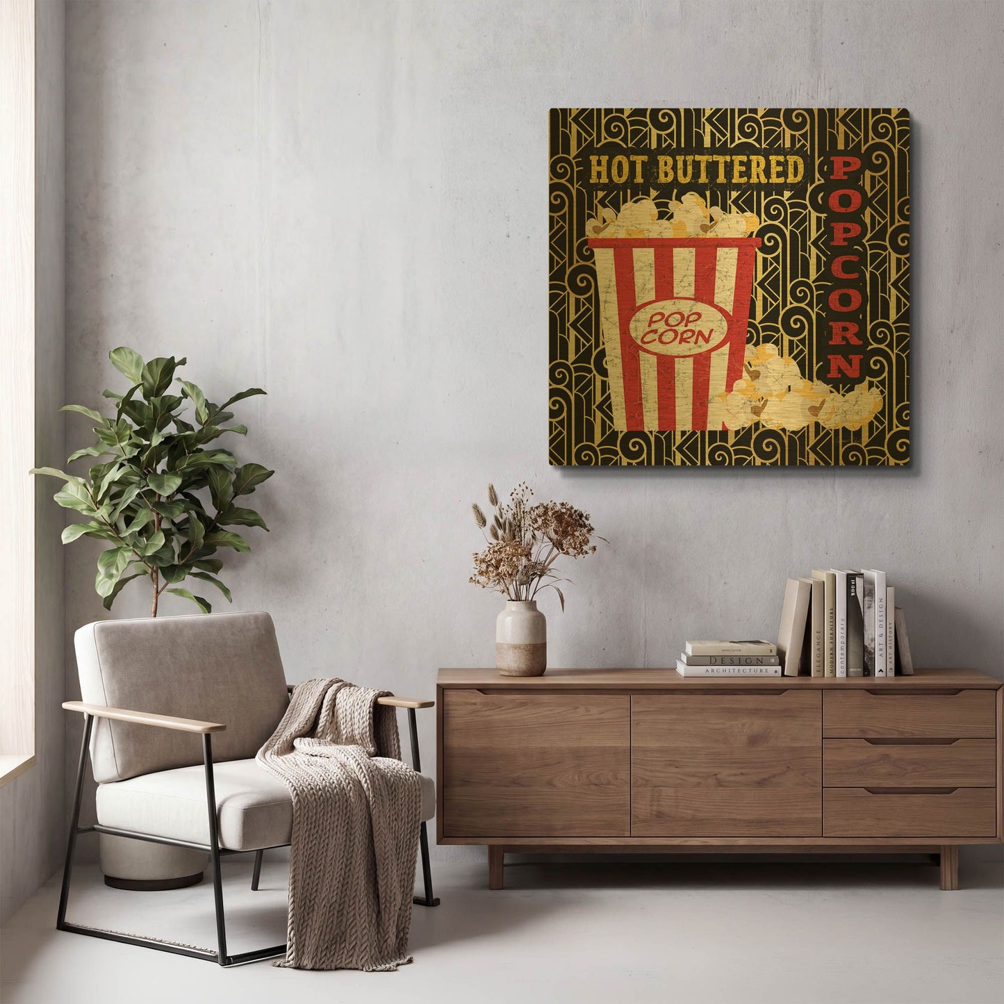 'Movie Night 2' By Jean Plout Gold Metal Wall Art