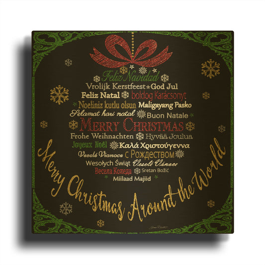 'Merry Christmas Glitter 2' By Jean Plout Gold Metal Wall Art