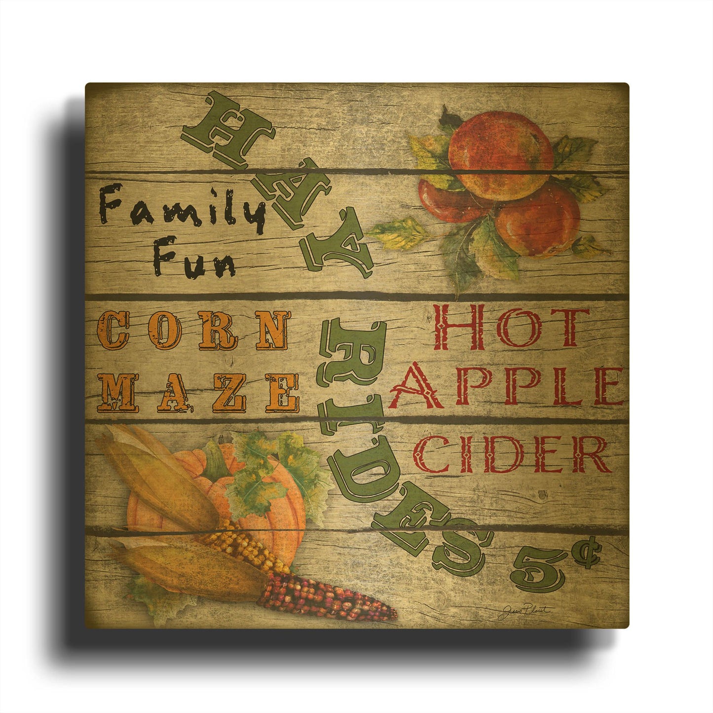 'Fall Harvest' By Jean Plout Gold Metal Wall Art