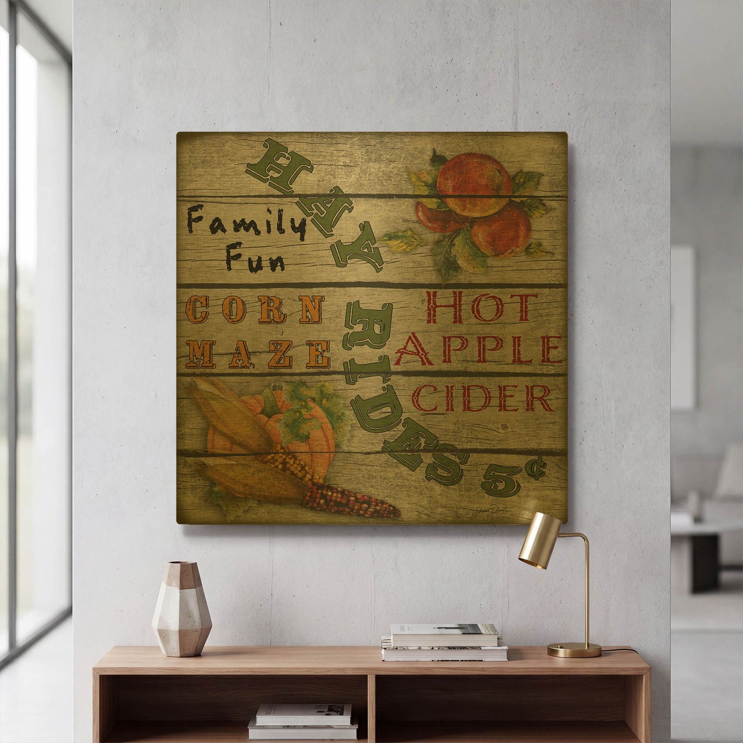 'Fall Harvest' By Jean Plout Gold Metal Wall Art