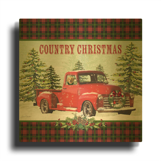 'Country Christmas 2' By Jean Plout Gold Metal Wall Art
