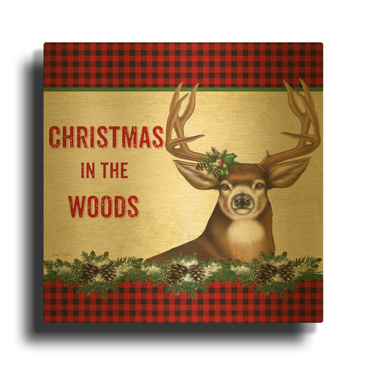 'Christmas In The Woods 4' By Jean Plout Gold Metal Wall Art