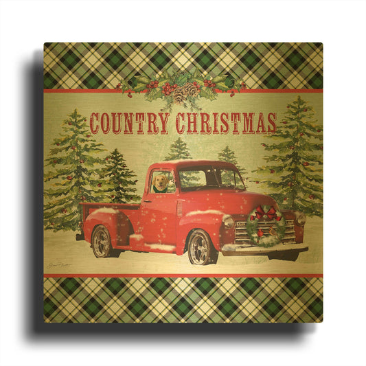 'Country Christmas 1' By Jean Plout Gold Metal Wall Art