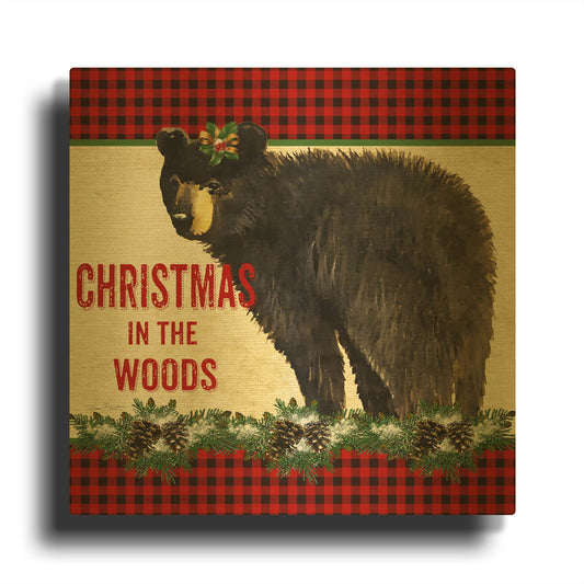'Christmas In The Woods 1' By Jean Plout Gold Metal Wall Art