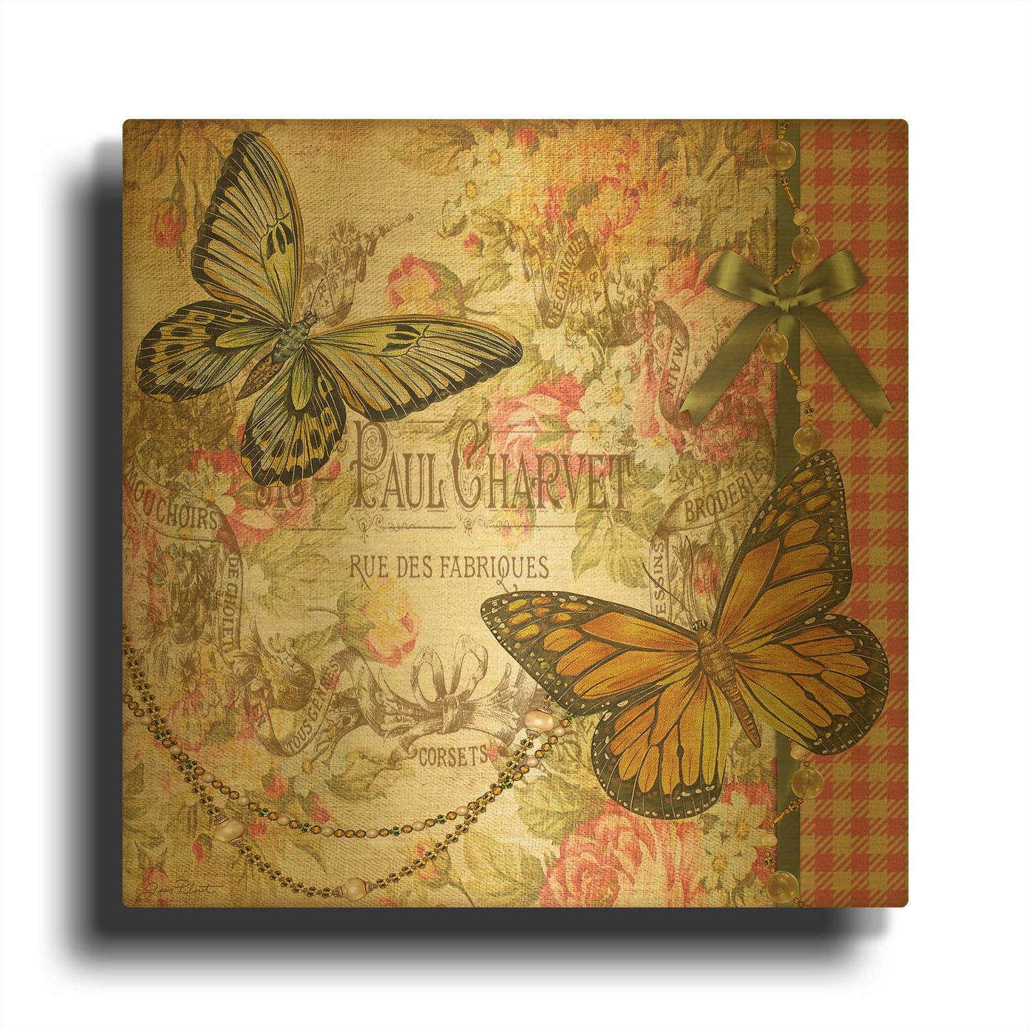 'Vintage Rose 3' By Jean Plout Gold Metal Wall Art