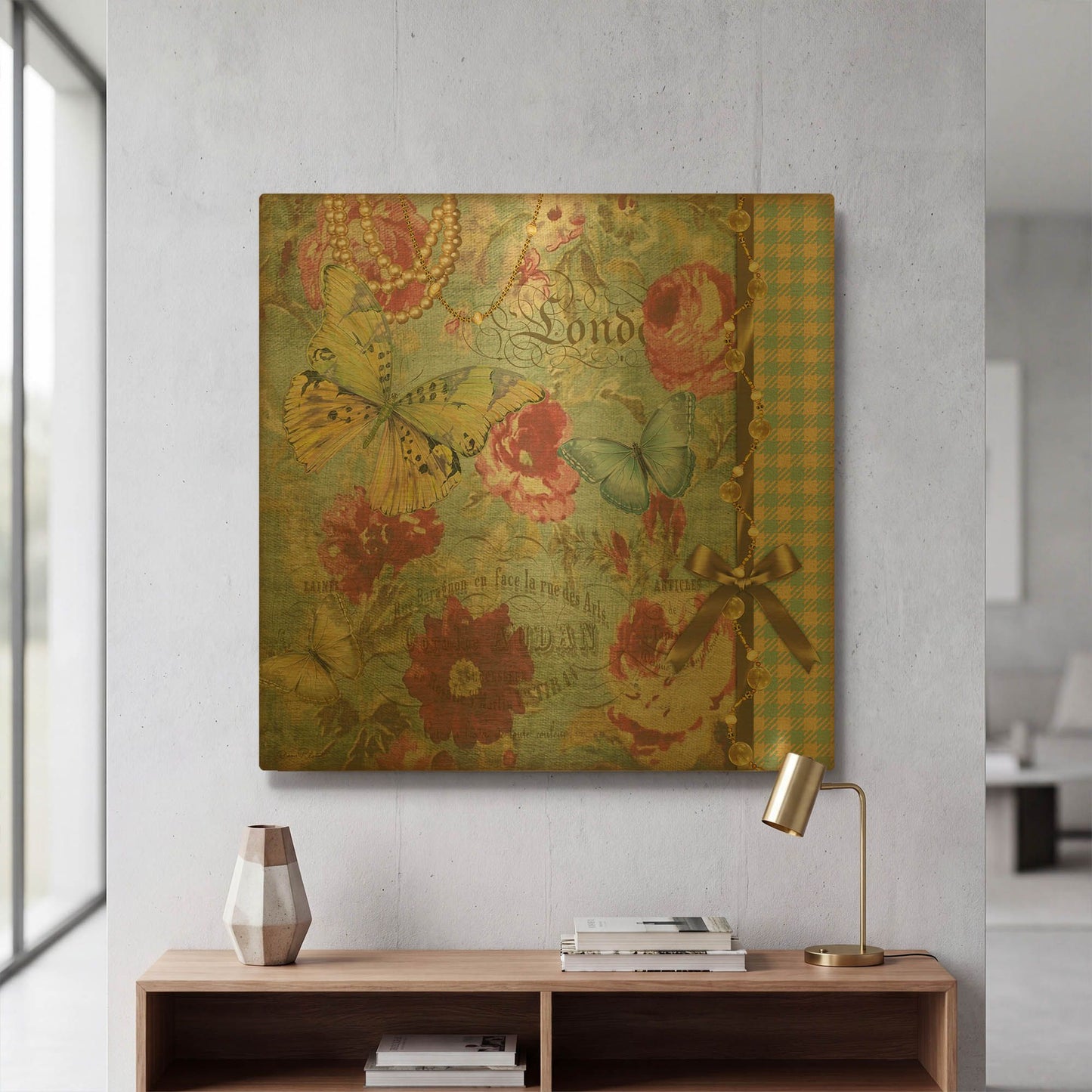 'Vintage Rose 1' By Jean Plout Gold Metal Wall Art