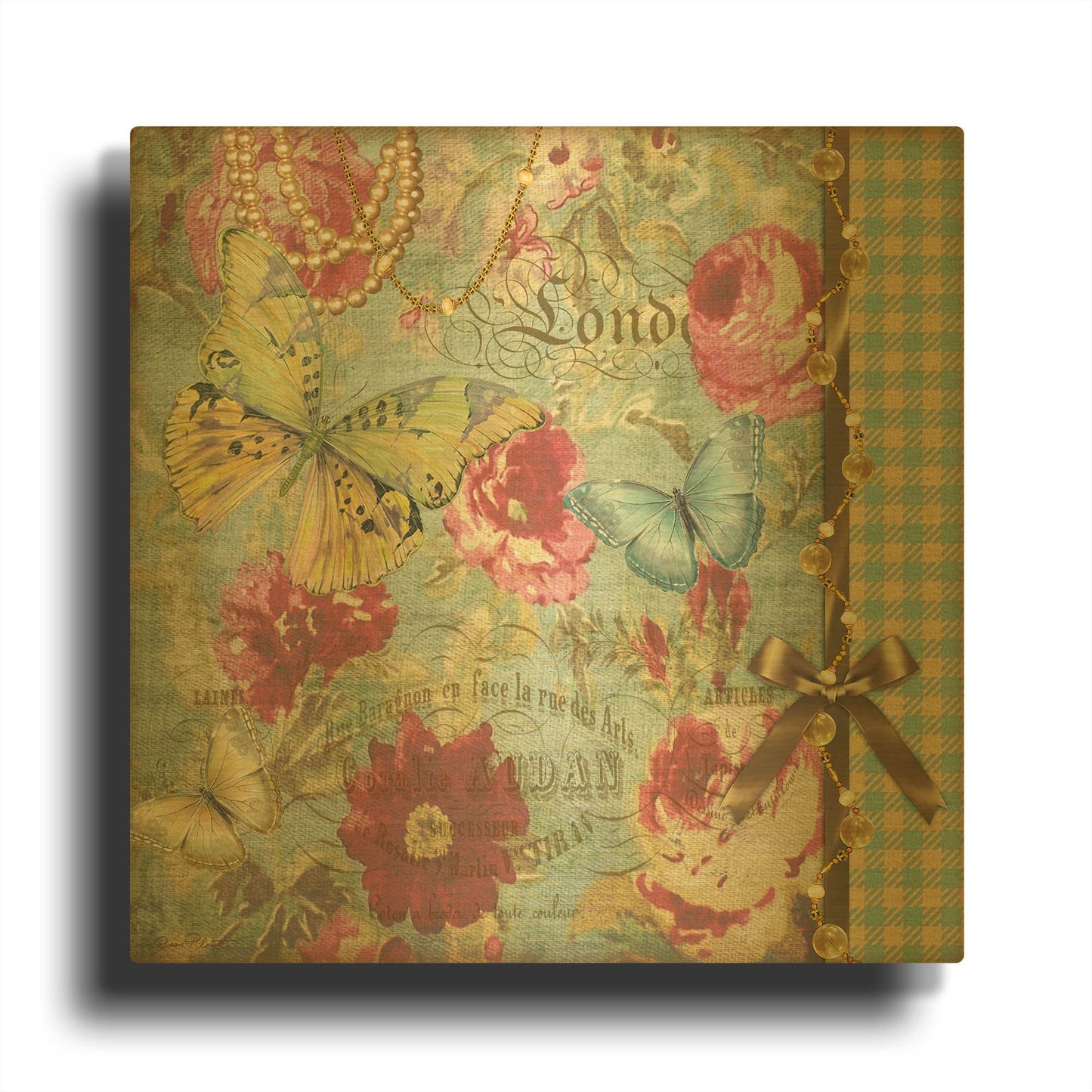 'Vintage Rose 1' By Jean Plout Gold Metal Wall Art