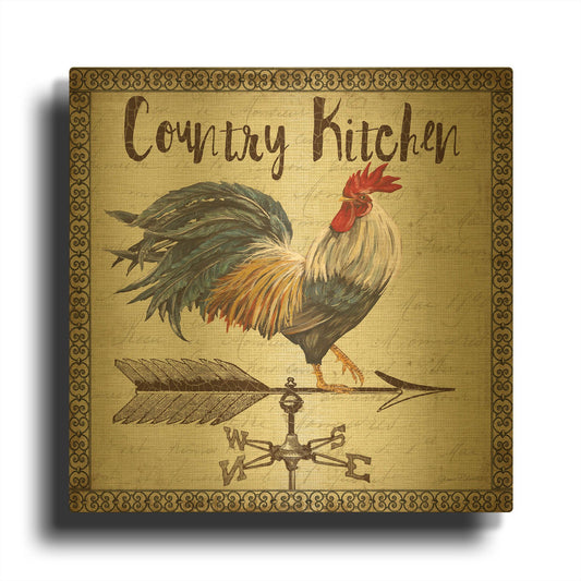 'Rustic Rooster 2' By Jean Plout Gold Metal Wall Art