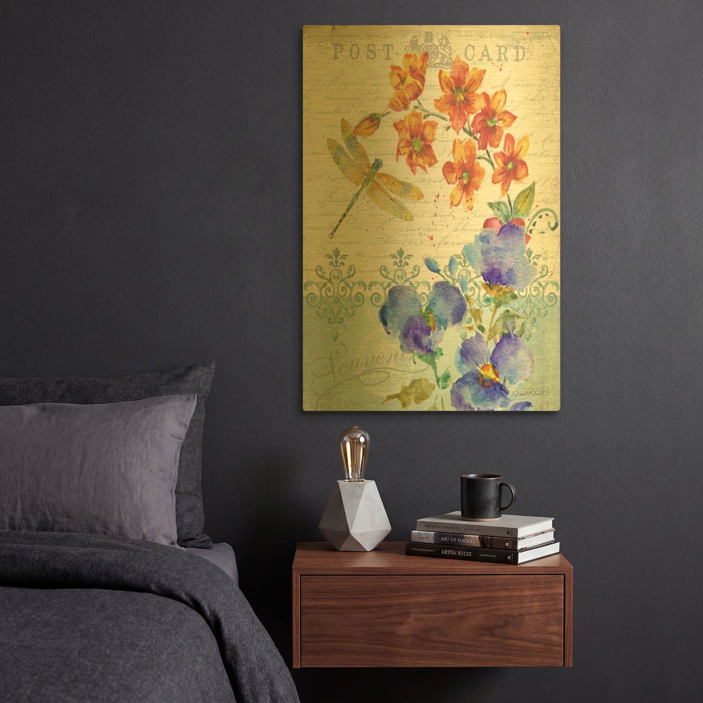 'Postcard Botanical' By Jean Plout Gold Metal Wall Art
