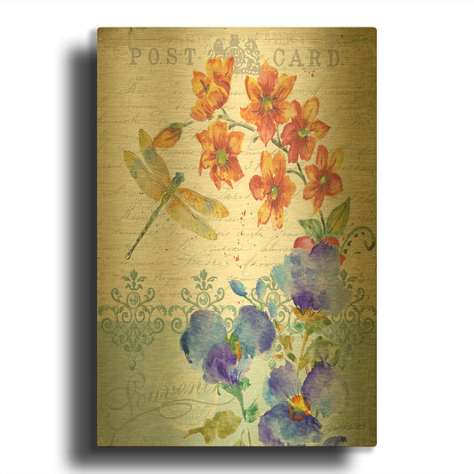 'Postcard Botanical' By Jean Plout Gold Metal Wall Art