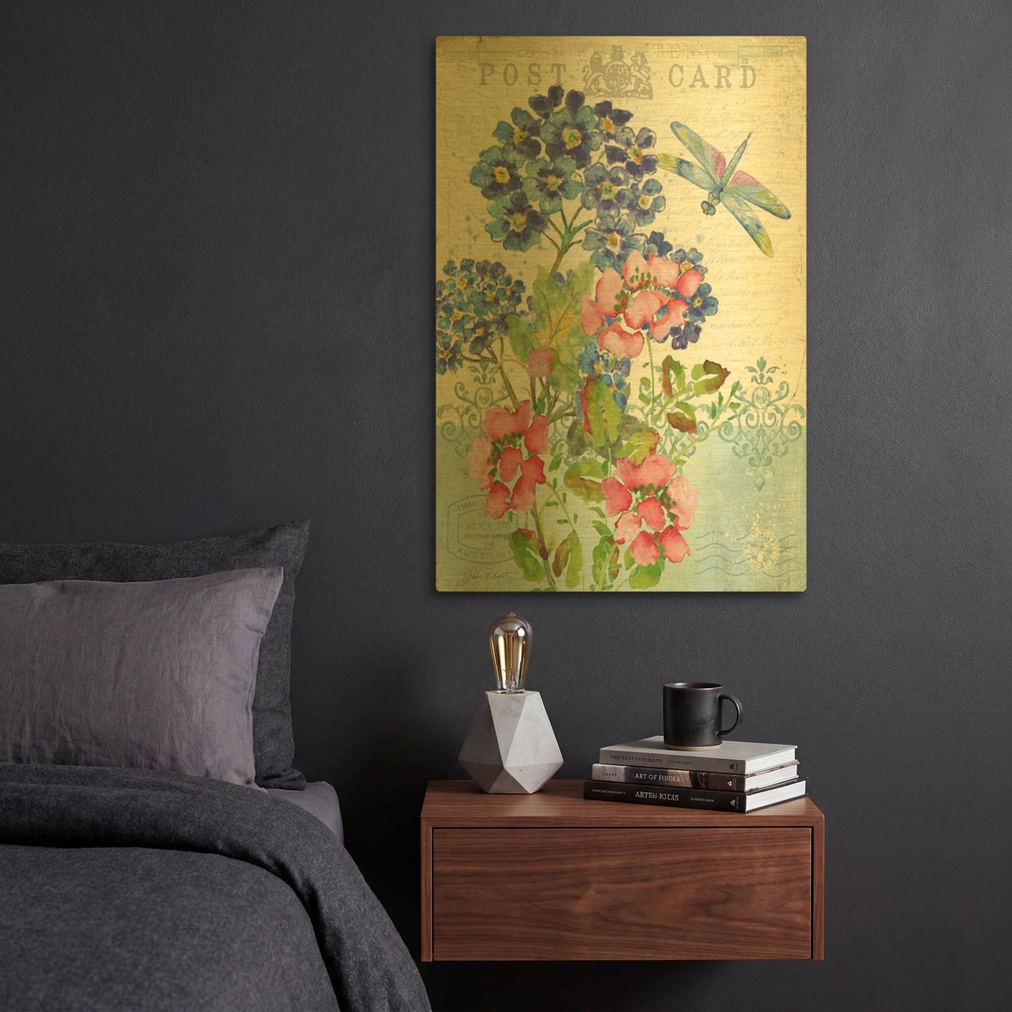'Postcard Botanicals 1' By Jean Plout Gold Metal Wall Art