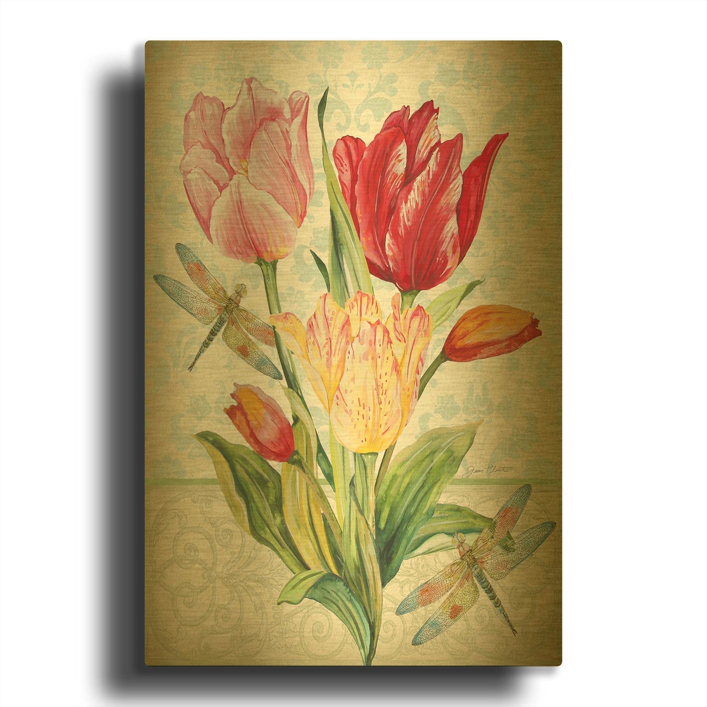 'Tulip Botanicals 2' By Jean Plout Gold Metal Wall Art