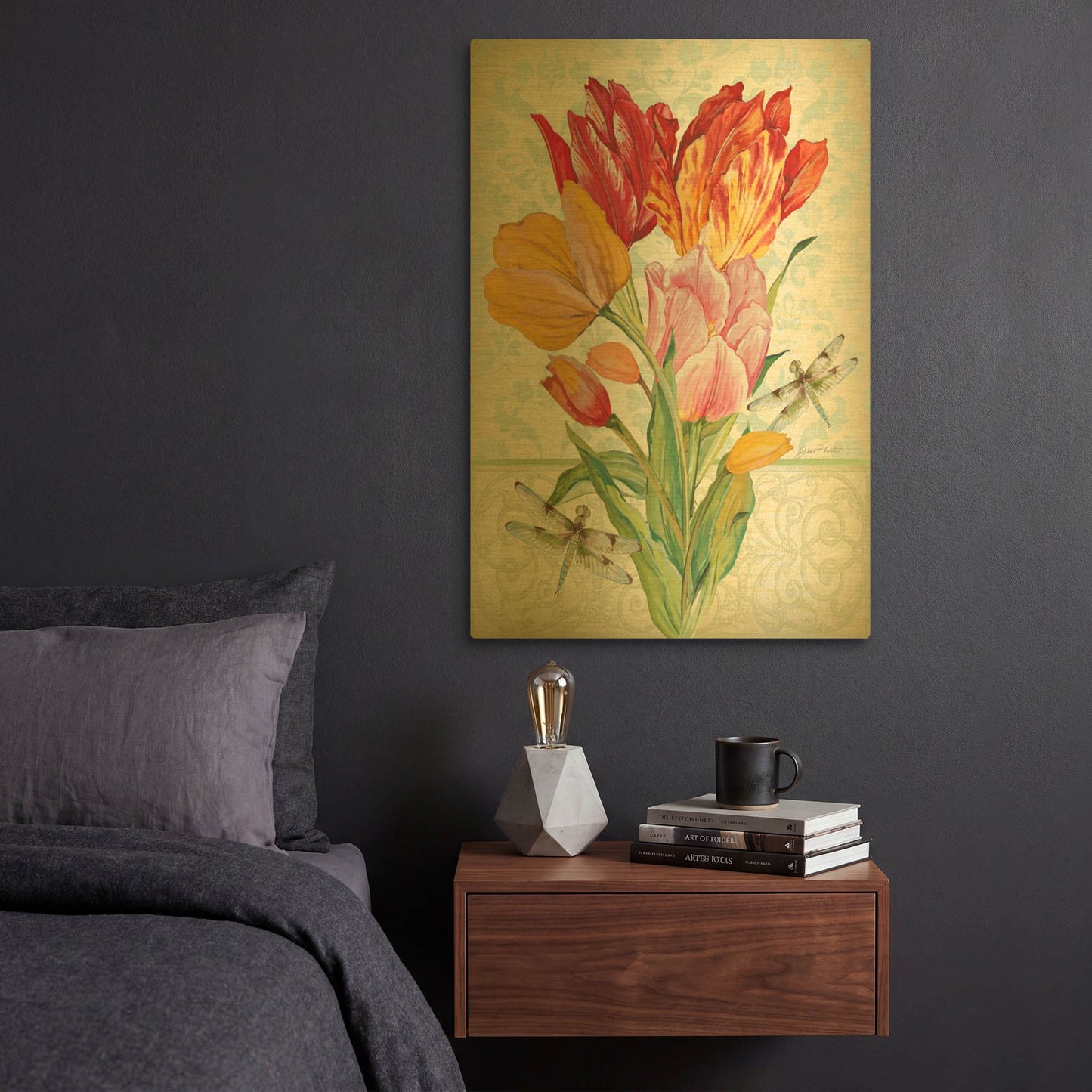 'Tulip Botanicals 1' By Jean Plout Gold Metal Wall Art