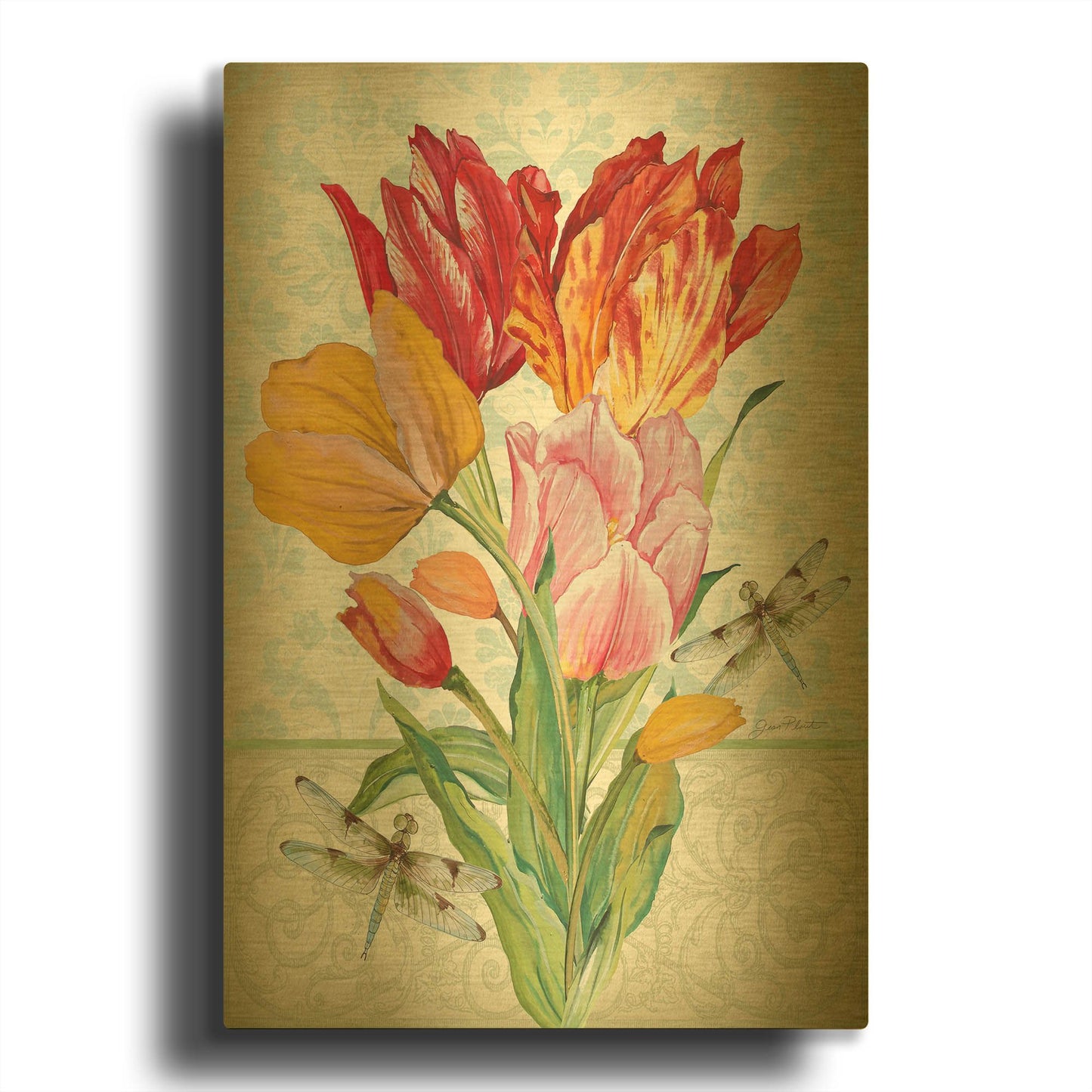 'Tulip Botanicals 1' By Jean Plout Gold Metal Wall Art