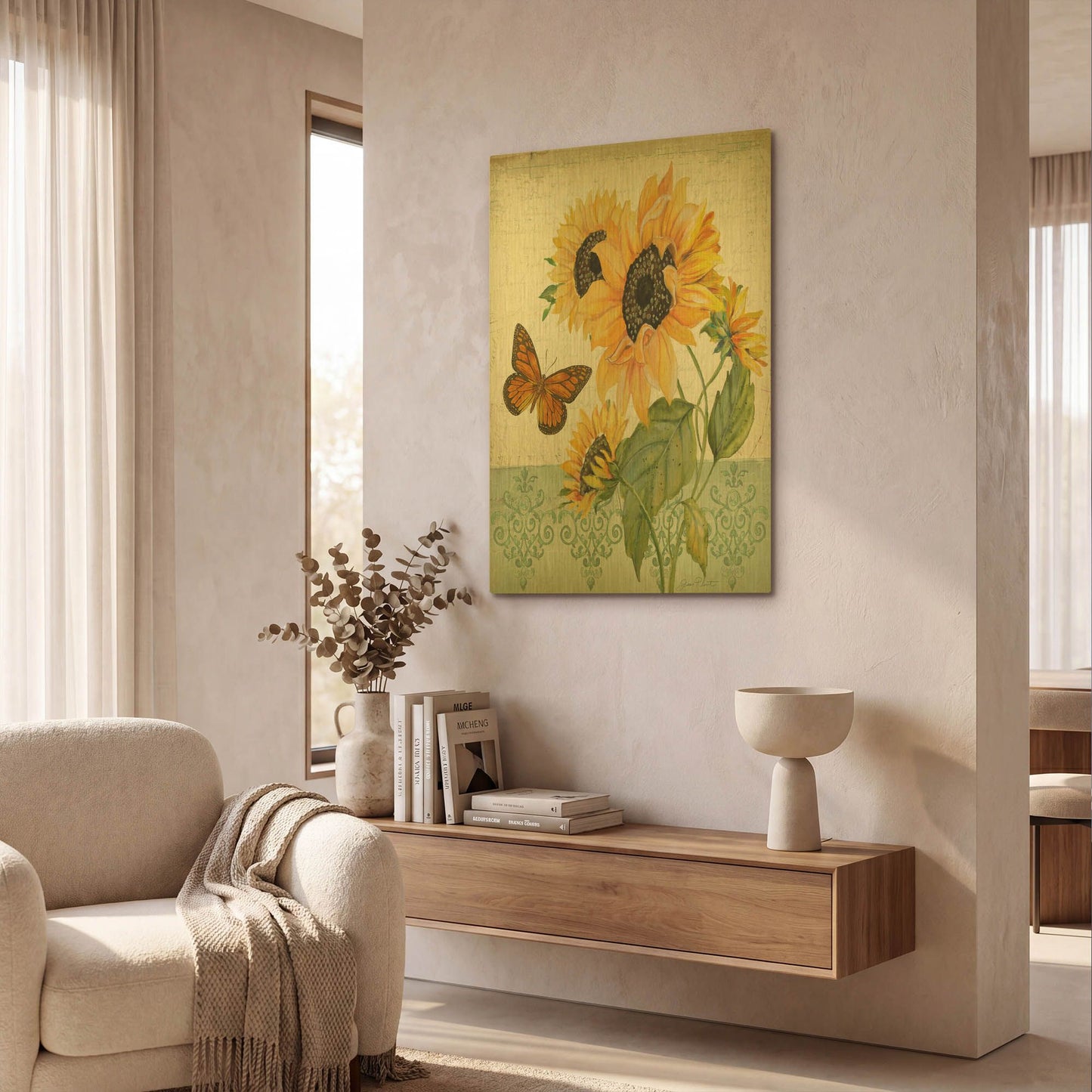 'Summertime Botanicals 7' By Jean Plout Gold Metal Wall Art