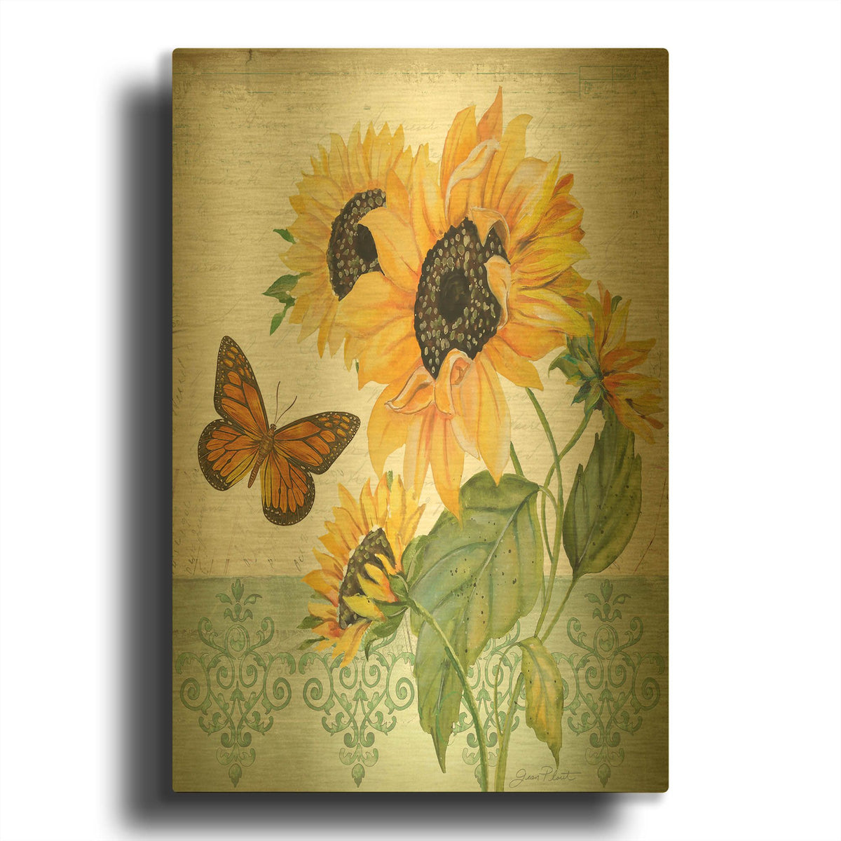 'Summertime Botanicals 7' By Jean Plout Gold Metal Wall Art