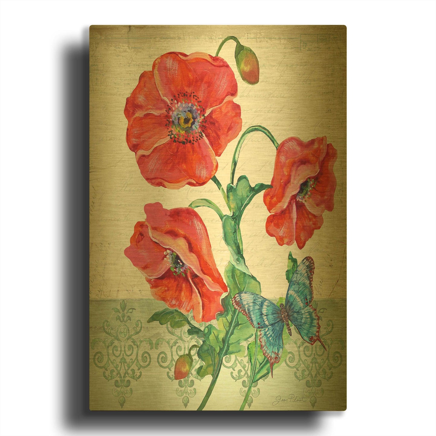 'Summertime Botanicals 6' By Jean Plout Gold Metal Wall Art
