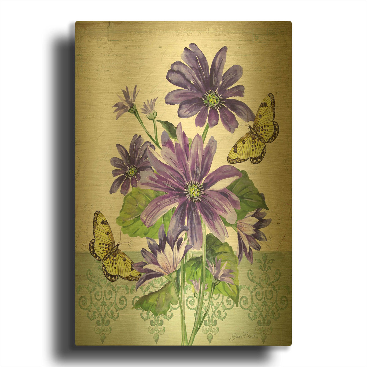 'Summertime Botanicals 5' By Jean Plout Gold Metal Wall Art