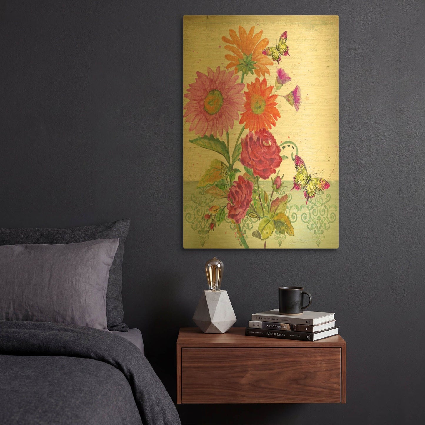 'Summertime Botanicals 4' By Jean Plout Gold Metal Wall Art