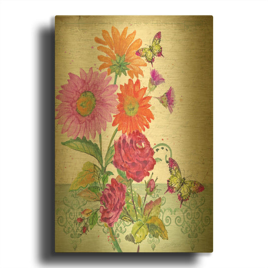 'Summertime Botanicals 4' By Jean Plout Gold Metal Wall Art