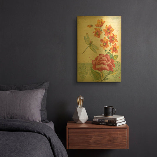 'Summertime Botanicals 3' By Jean Plout Gold Metal Wall Art