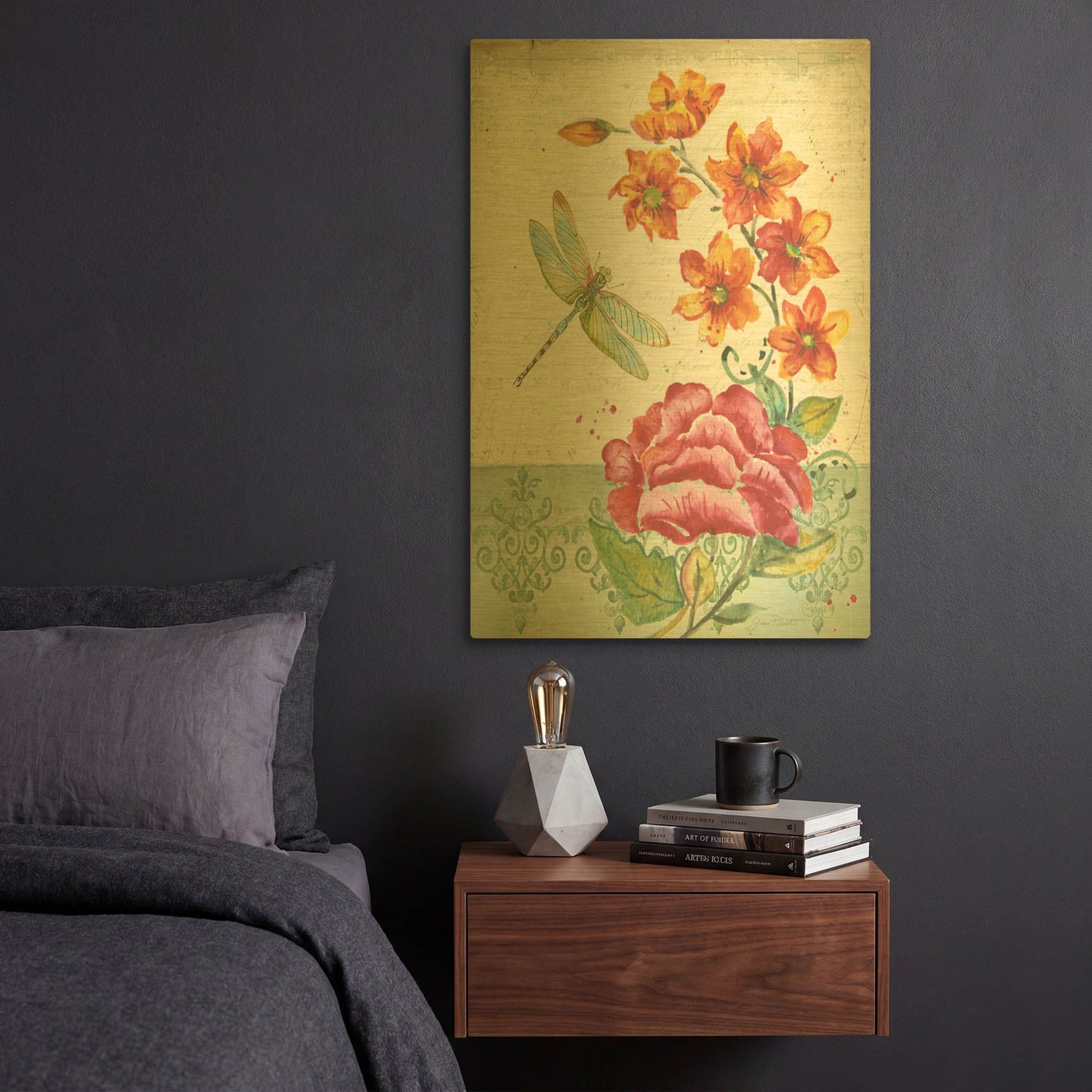 'Summertime Botanicals 3' By Jean Plout Gold Metal Wall Art