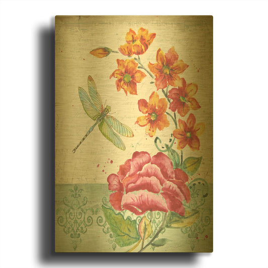 'Summertime Botanicals 3' By Jean Plout Gold Metal Wall Art