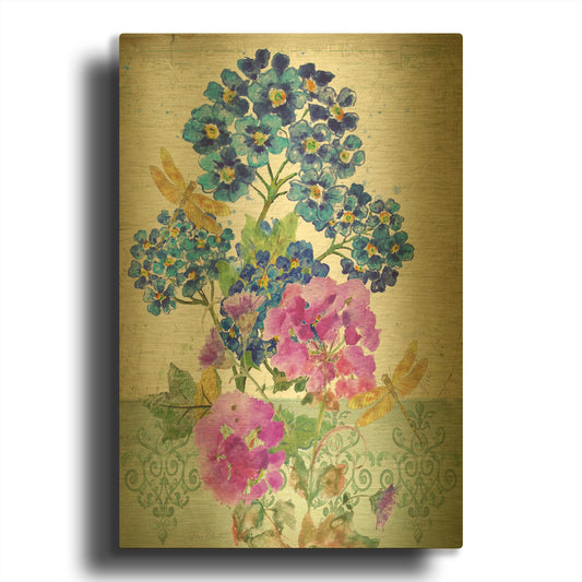 'Summertime Botanicals 2' By Jean Plout Gold Metal Wall Art