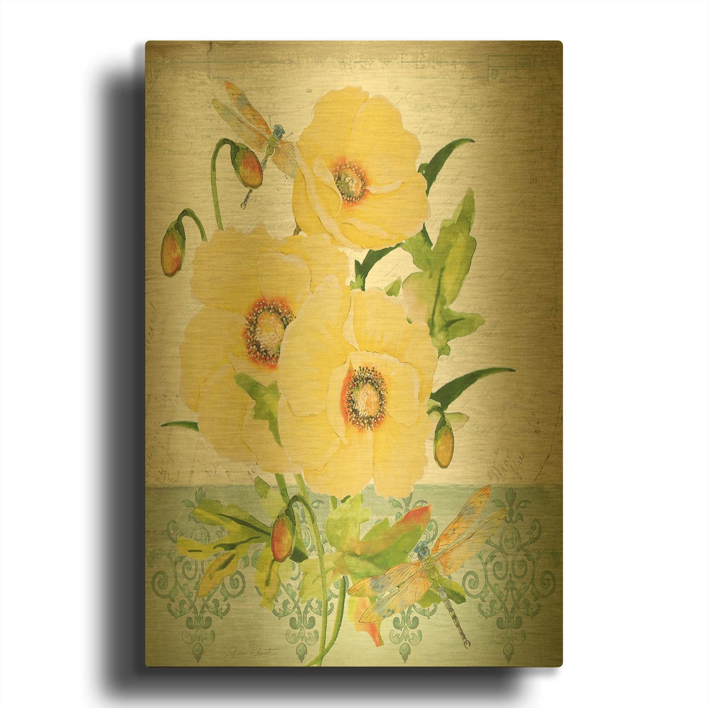 'Summertime Botanicals 1' By Jean Plout Gold Metal Wall Art