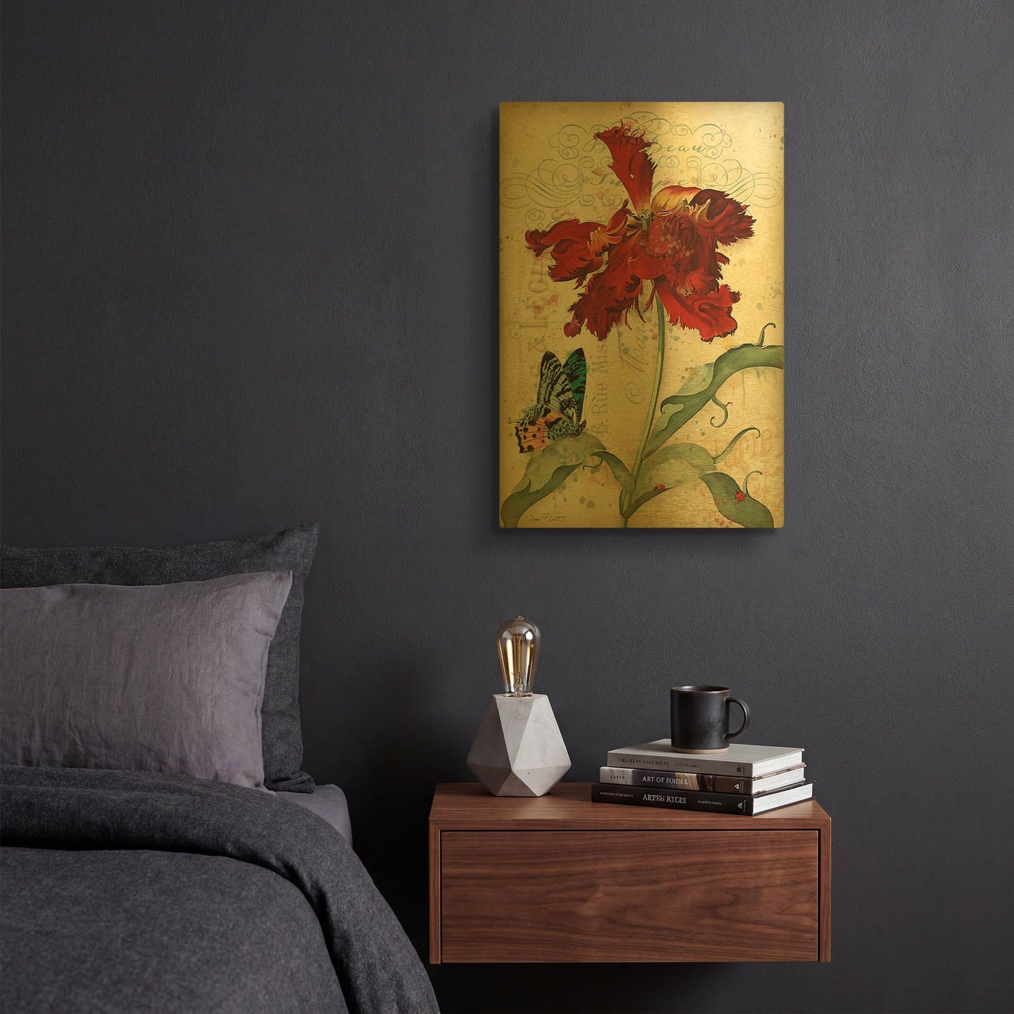 'French Florals 3' By Jean Plout Gold Metal Wall Art