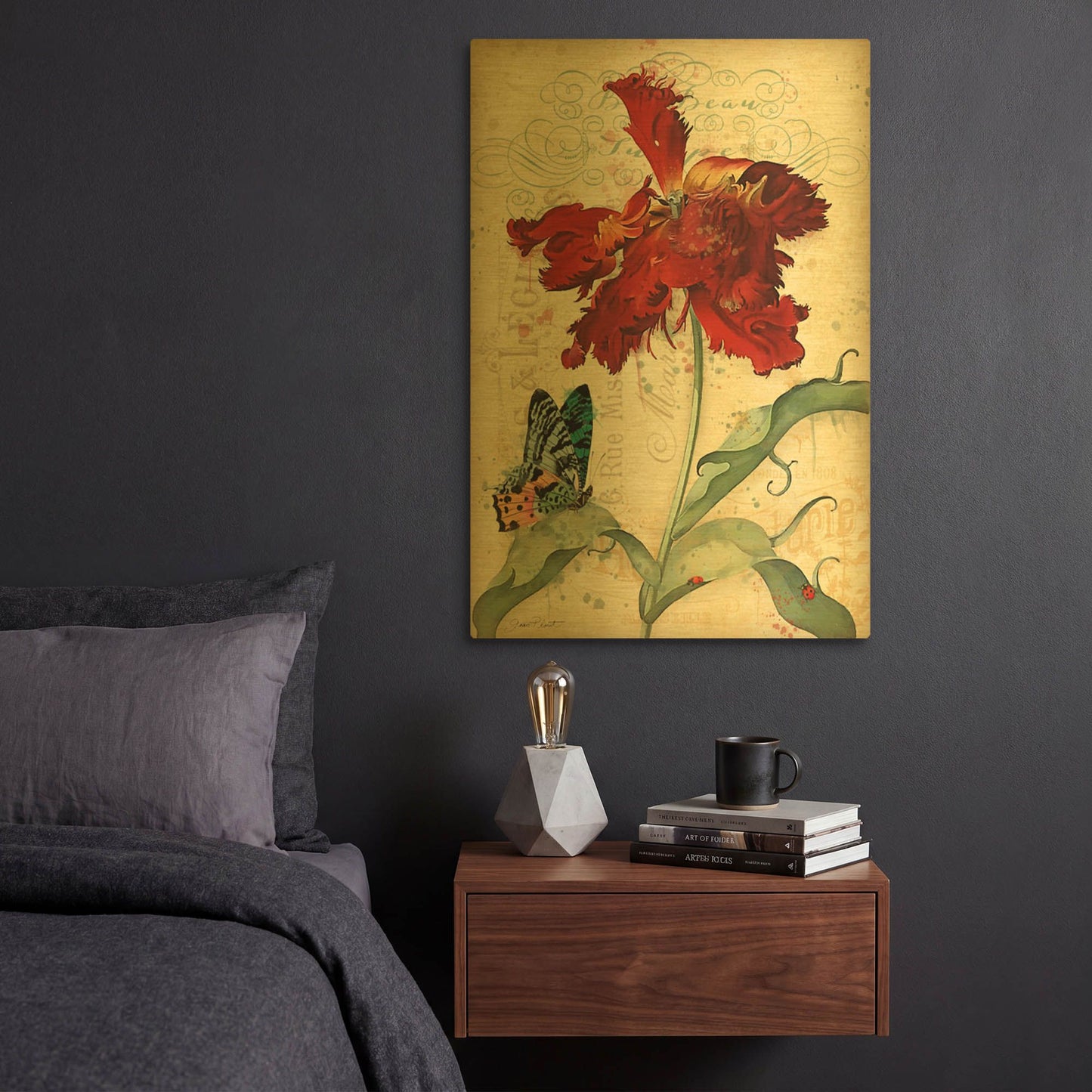 'French Florals 3' By Jean Plout Gold Metal Wall Art
