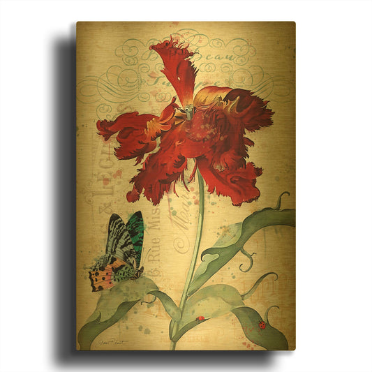 'French Florals 3' By Jean Plout Gold Metal Wall Art