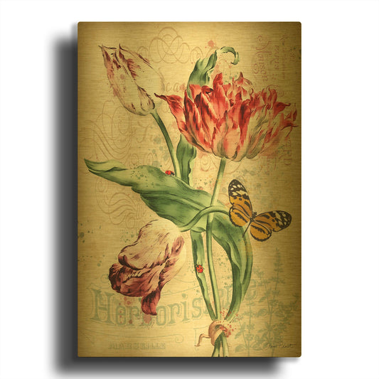 'French Florals 2' By Jean Plout Gold Metal Wall Art