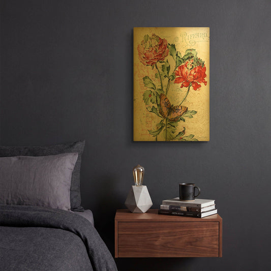 'French Florals 1' By Jean Plout Gold Metal Wall Art