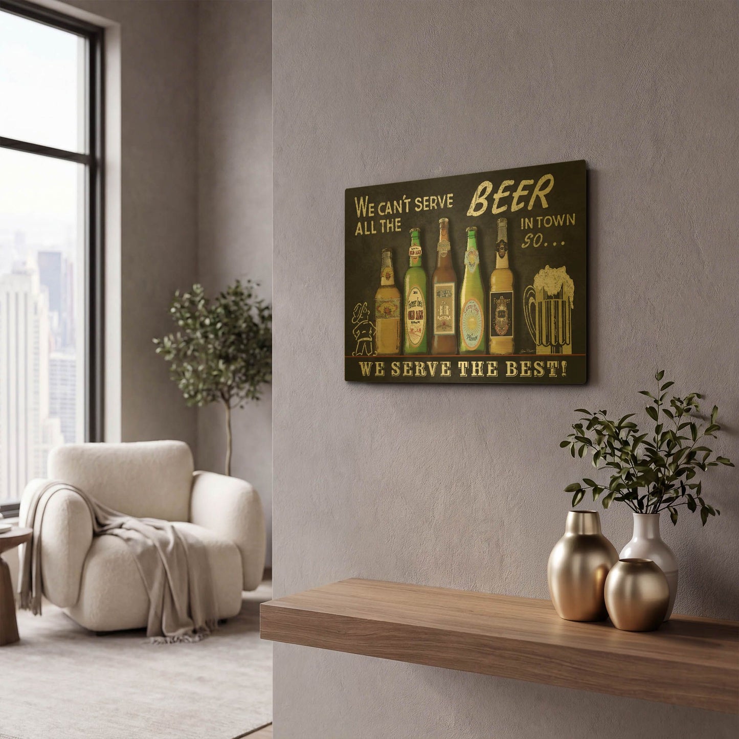 'Best Beer Sign' By Jean Plout Gold Metal Wall Art