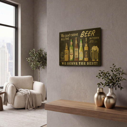 'Best Beer Sign' By Jean Plout Gold Metal Wall Art