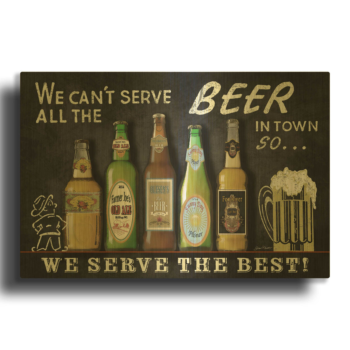 'Best Beer Sign' By Jean Plout Gold Metal Wall Art