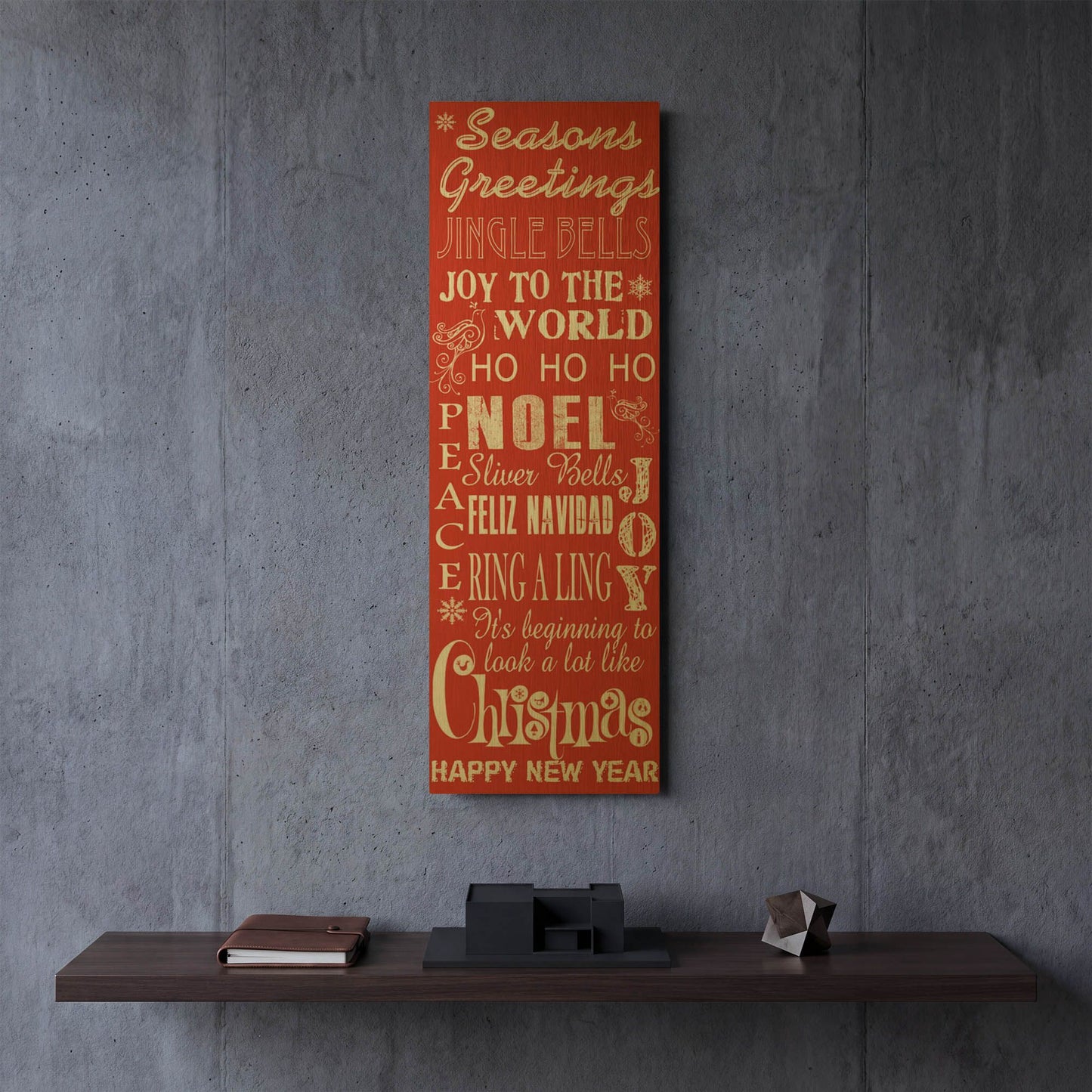 'Seasons Greetings' By Jean Plout Gold Metal Wall Art