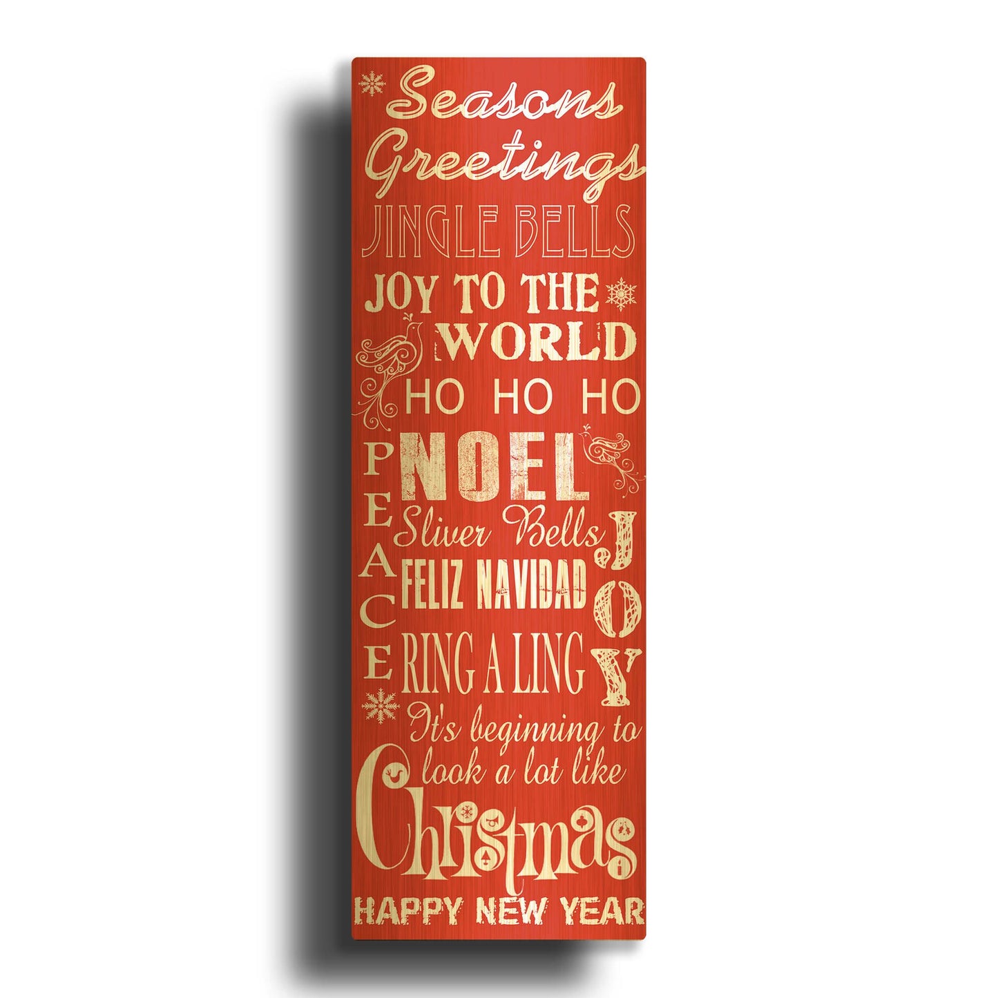 'Seasons Greetings' By Jean Plout Gold Metal Wall Art