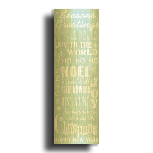 'Seasons Greetings Sign' By Jean Plout Gold Metal Wall Art