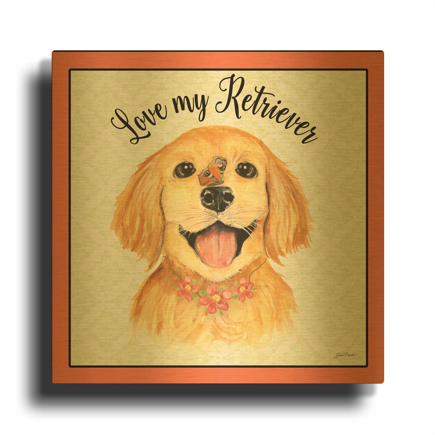 'Golden Retriever' By Jean Plout Gold Metal Wall Art