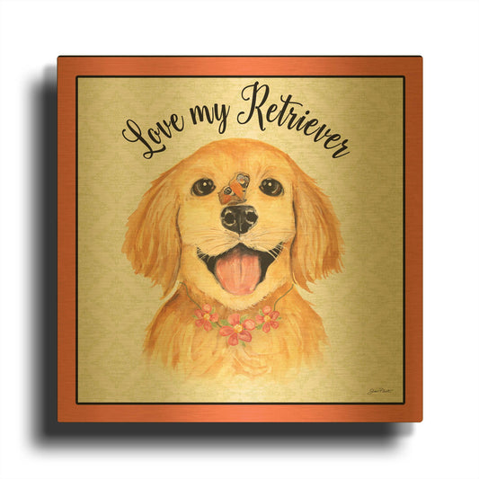 'Golden Retriever' By Jean Plout Gold Metal Wall Art