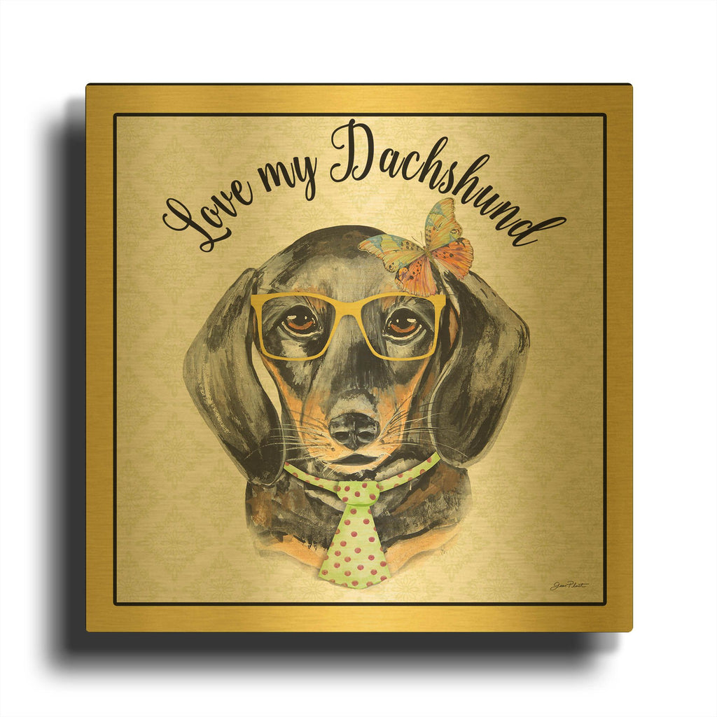 'Dachshund' By Jean Plout Gold Metal Wall Art