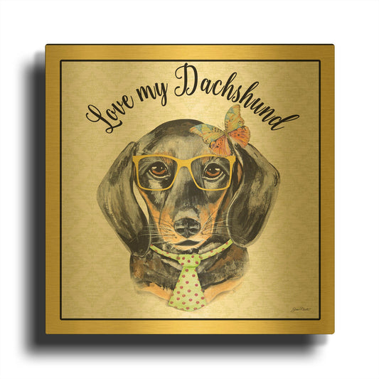 'Dachshund' By Jean Plout Gold Metal Wall Art