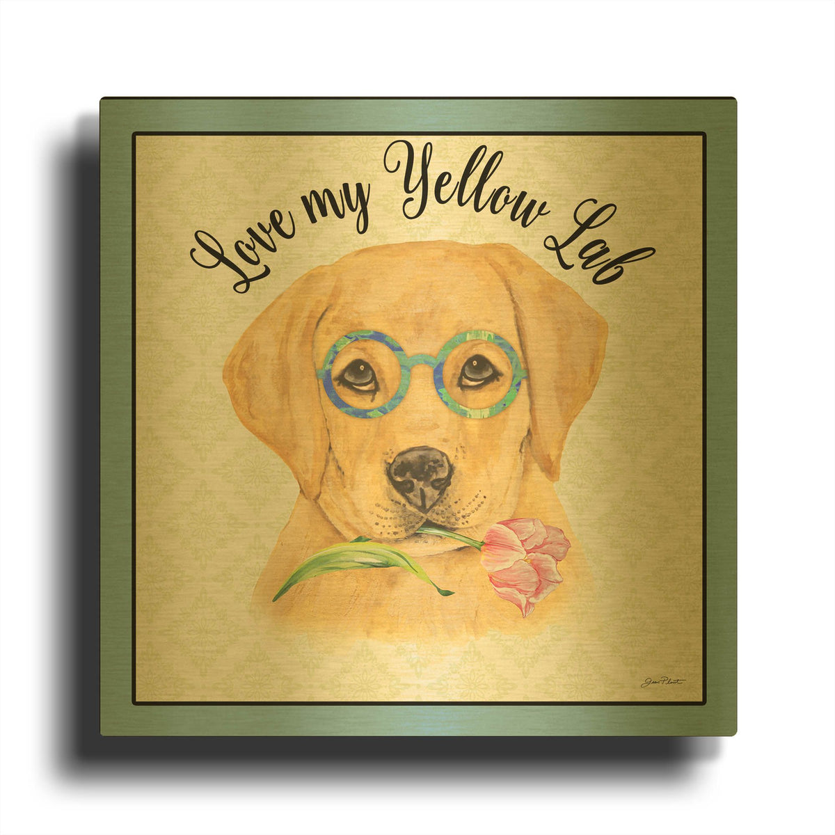 'Yellow Lab' By Jean Plout Gold Metal Wall Art